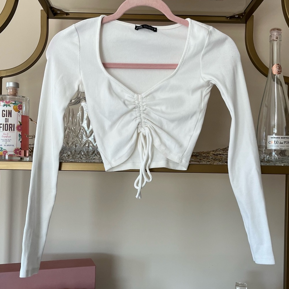 Zara Long-Sleeve Crop Top Size S - Picture 1 of 6